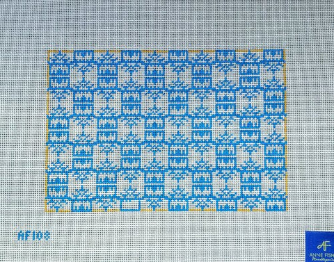 French Blue Pagoda Print Clutch