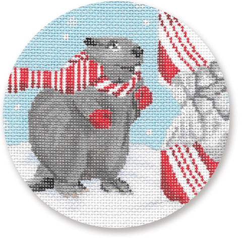 Beaver with Candy Cane Orn.