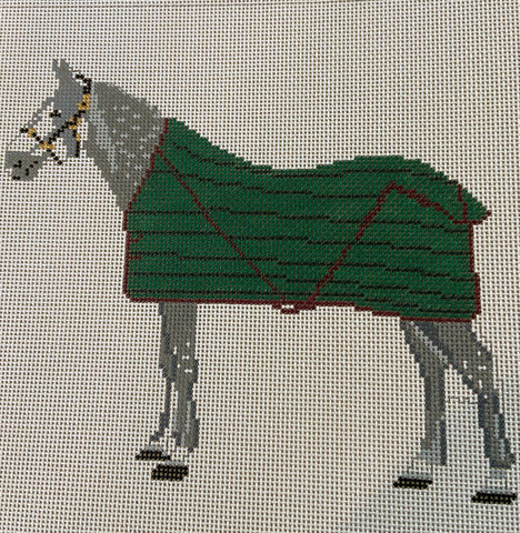 Gray Horse/Green Blanket