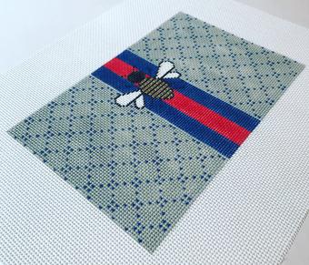 Bee and Stripes Gray/ Blue Small Flat