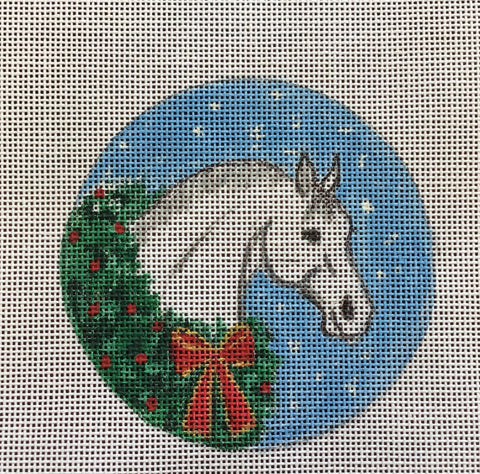 Gray Horse with Wreath Ornament