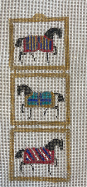 3 H Inspired Horses in Blankets Framed