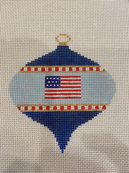 Flag on Navy with Red Stripe Bauble