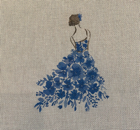 Lady with blue Flowers