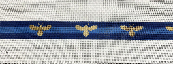 Gold Bees on Navy with Blue Stripe belt