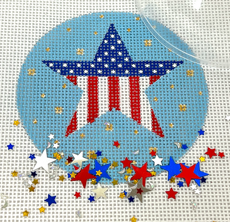 Partiotic Star w/Gold Fireworks Dome Ornament