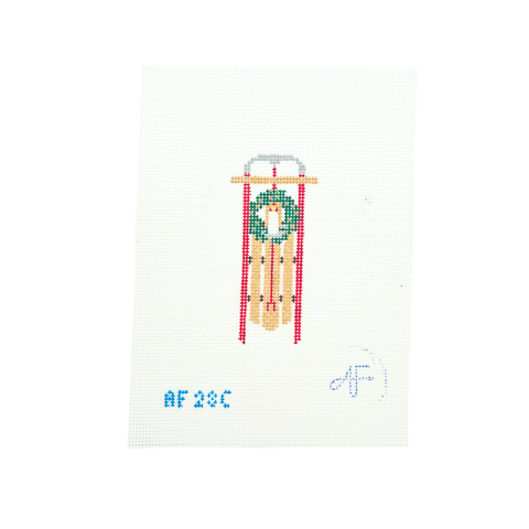 Sled with Candle — Anne Fisher Needlepoint