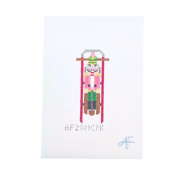 Sled with Pink Nutcracker — Anne Fisher Needlepoint