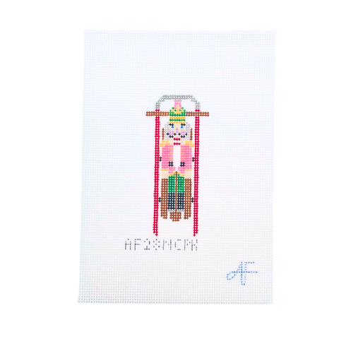 Sled with Pink Nutcracker — Anne Fisher Needlepoint