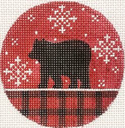 Bear on red Plaid Ornament