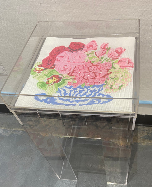 14" Acrylic Needlepoint Table