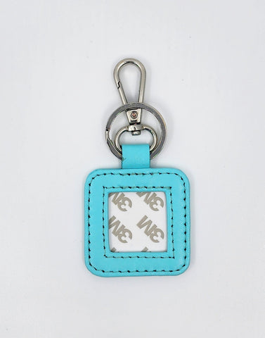 Leather Key Fob - Aqua with Silver Hardware — Blue Waters Needlepoint