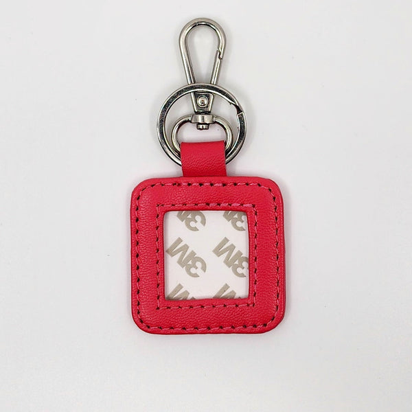 Leather Key Fob - Hot Pink with Silver Hardware — Blue Waters Needlepoint