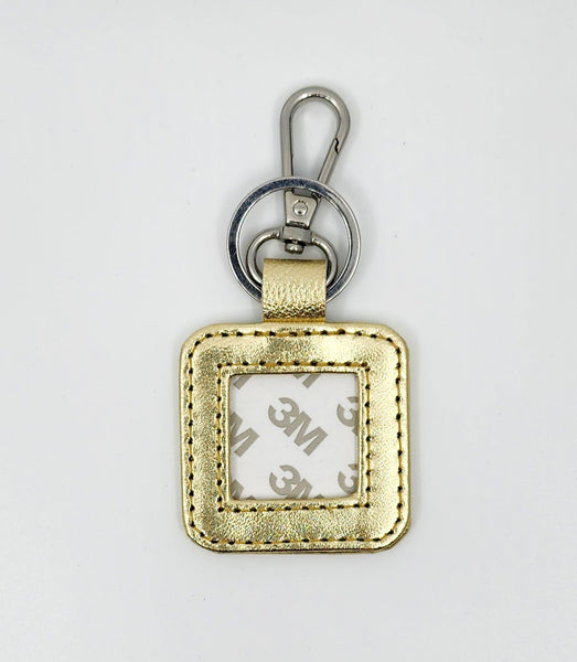 Leather Key Fob - Metallic with Silver Hardware — Blue Waters Needlepoint