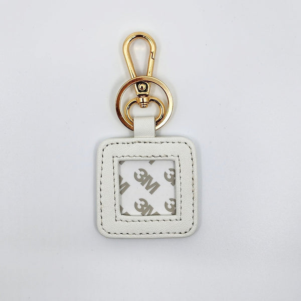 Leather Key Fob - White with Gold Hardware — Blue Waters Needlepoint