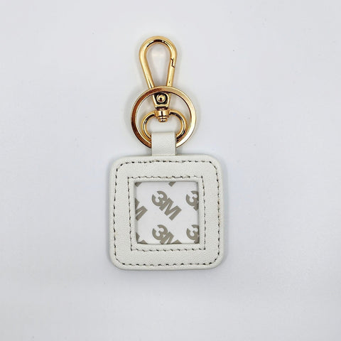 Leather Key Fob - White with Gold Hardware — Blue Waters Needlepoint