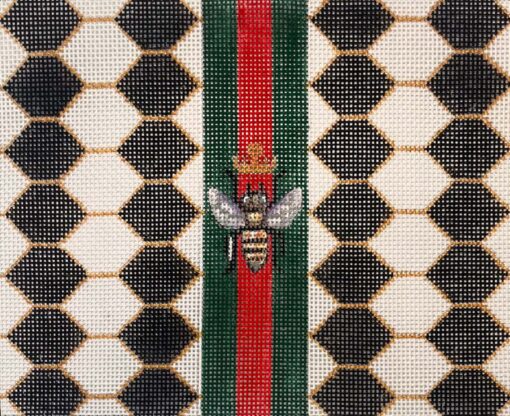 Black/White Hexagon with Bee Clutch