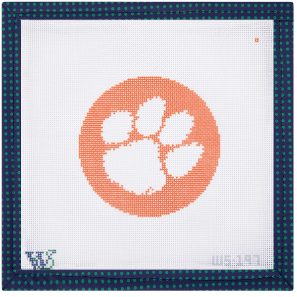 Wipstitch Clemson Round needlepoint canvas