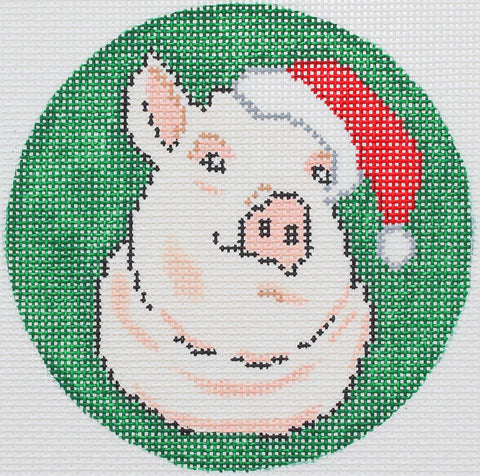 Pig in a Santa hat