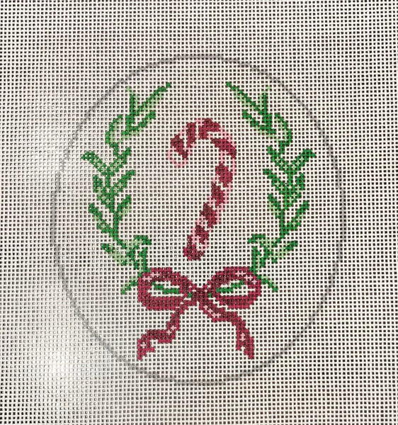 Candy Cane Oval Ornament