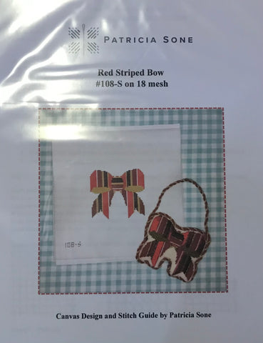 Red Striped Bow w/ Stitch Guide