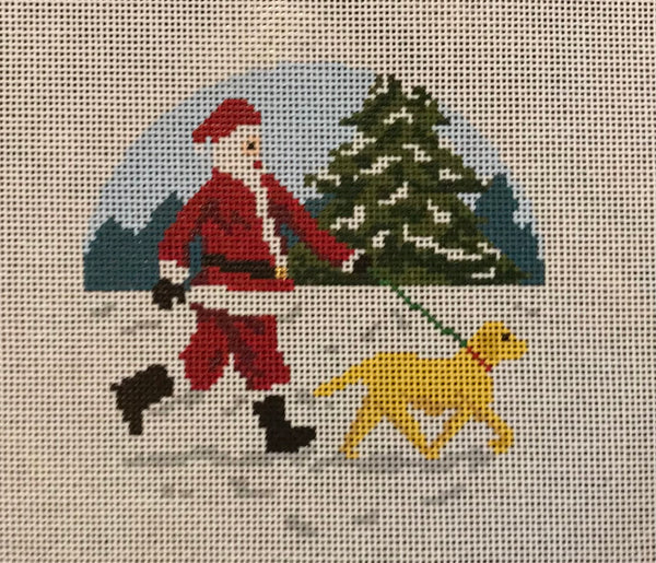 Dog Walking Santa Yellow Lab