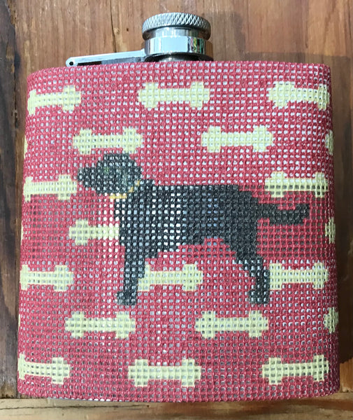 Flask Black Lab on Red