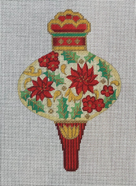 Green & Red Poinsettia Ornament