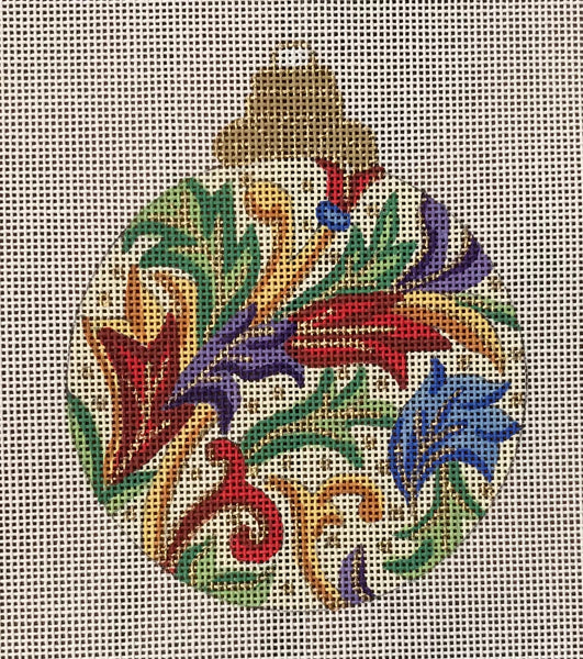 Red Purple & Gold Flowers Round Ornament