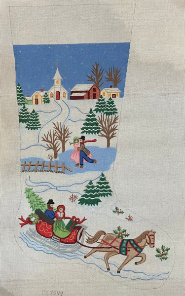 Sleigh and Church Stocking