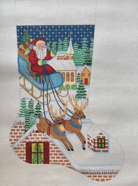 Santa in Sleigh Stocking