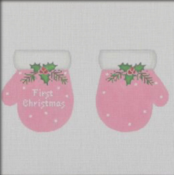 1st Christmas Mittens Pink