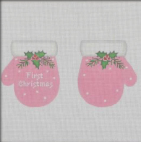 1st Christmas Mittens Pink