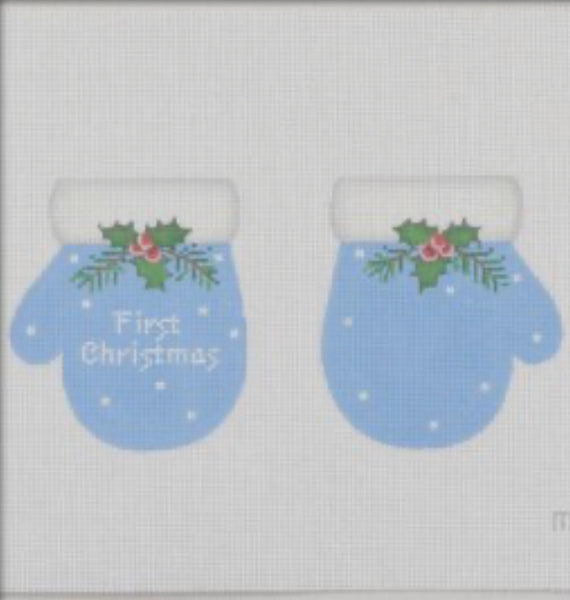 1st Christmas Mittens Blue