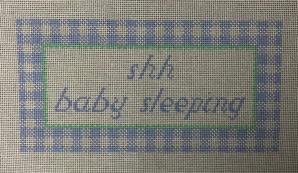 Blue Gingham Baby Sleeping Sign