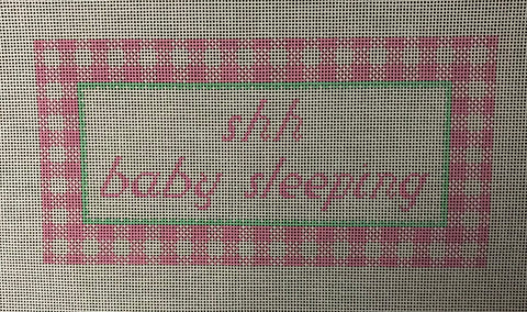 Pink Gingham Baby Sleeping Sign