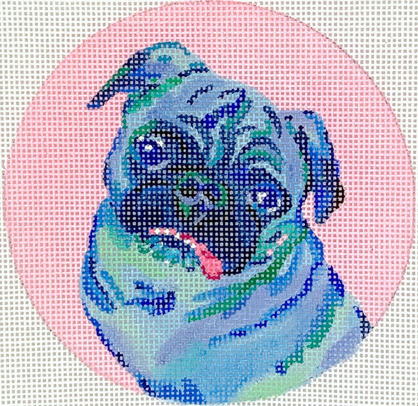 Pug on Pink Round