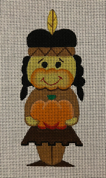 Native American Girl w/ Pumpkin