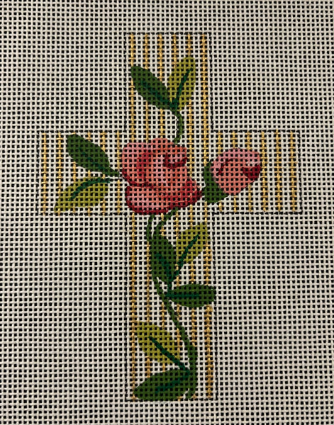 Rose on Gold Strip Cross