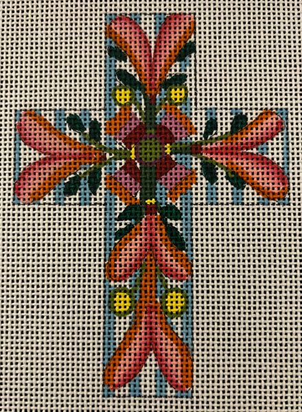 Orange Floral Cross