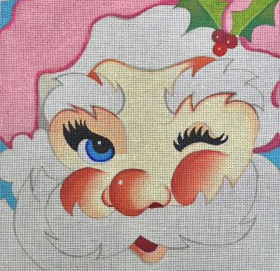 Pink Winking Santa Round