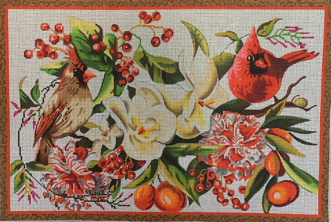Floral w/ Cardinals and Berries