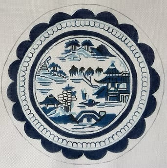 Blue Willow Fluted Round