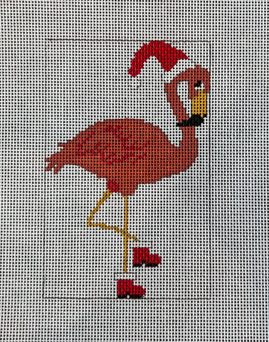 Flamingo with Santa Hat