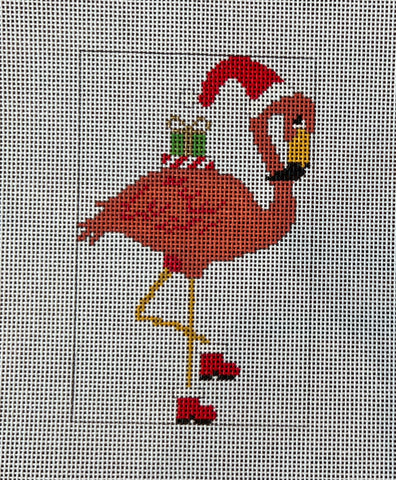 Flamingo with Santa hat and Presents