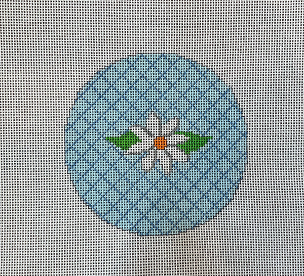 White Flower on Turquoise Lattice