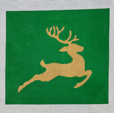 Reindeer Silhouette Gold and Green