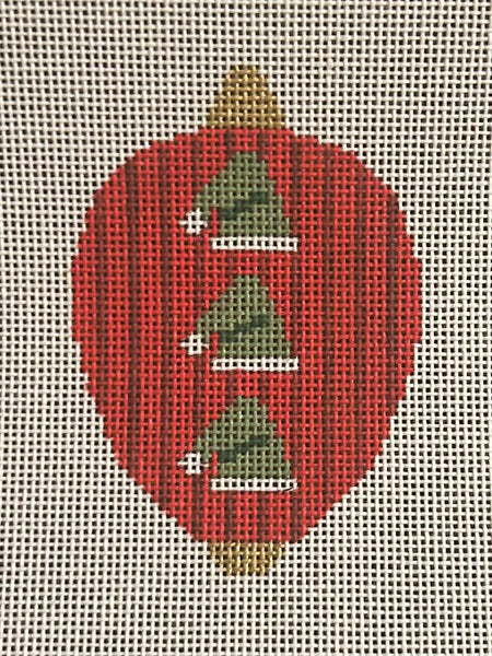 Bauble Gold TB Green Santa Hats on Red Stripes