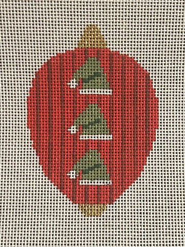 Bauble Gold TB Green Santa Hats on Red Stripes