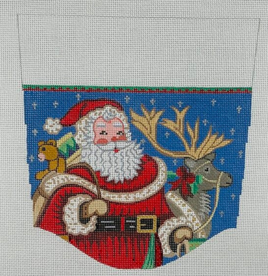 Santa with Deer Stocking Cuff
